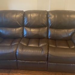 Leather Recliner 3 Seater - Used 2 Year