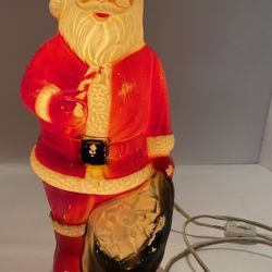 Vintage Blow Mold Lighted Santa Dapol Industries Working! 12”