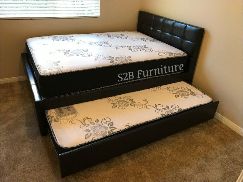 Full Twin Expresso Trundle Bed With Ortho Mattress Included!!