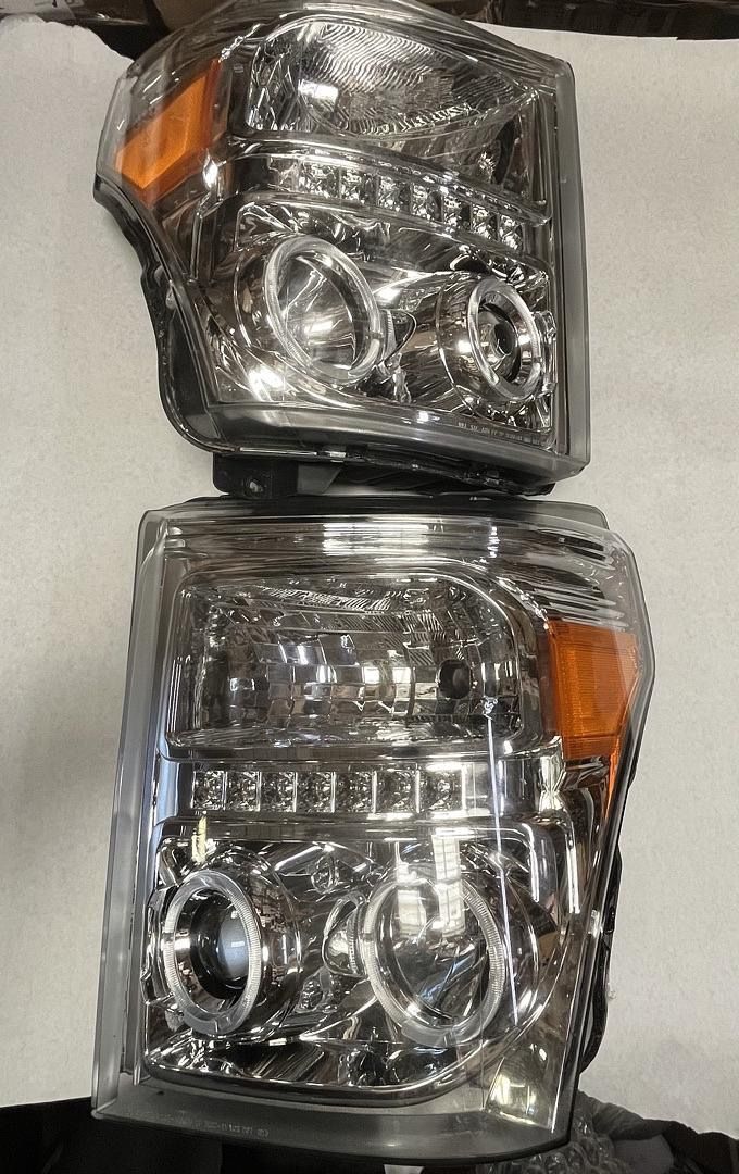 LA Zona Auto Parts 2011 to 2015 Ford F250 F350 F450 F550 LED Chrome Headlights Luces Micas Calaveras Faros