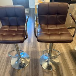Faux Leather Upholstered Bar Stool, Adjustable Counter Stools Bar Chairs 