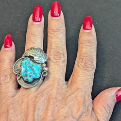Sterling Silver Turquoise Ring – Size 6 – Artist Signed 💍