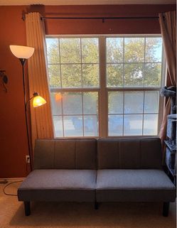 *Furniture Bundle* Blue mainstay studio 66in convertible futon and side lamp