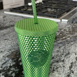 2023 NEW Starbucks Limited Edition Metalic Green Bling Studded Cup 16oz