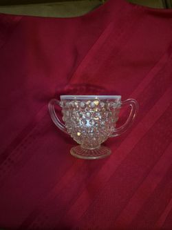 Clear Hobnail Glass Double-Handled Sugar Bowl