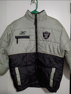 Vintage Reebok NFL Raiders Puffer Jacket Medium Black Grey