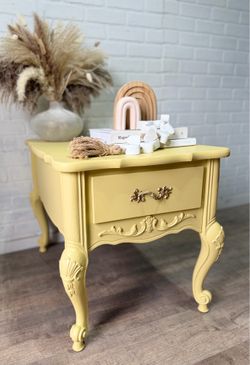 Vintage French Provincial Nightstand/ Side Table Yellow