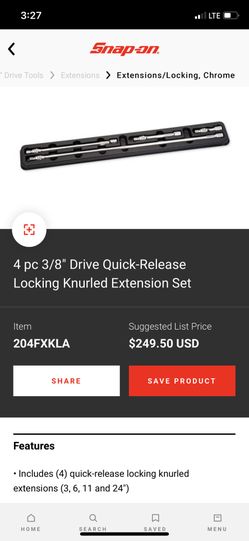 Snap on extension set