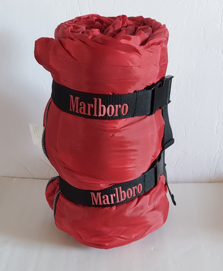Vintage Marlboro Unlimited Sleeping Bag Camping Gear Red Black Plaid Flannel