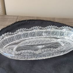 Vintage Etched Crystal Serving Bowl