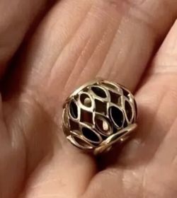 Pandora 14K Gold Royal Victorian Openworks Black Enamel