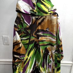 Men's Request sweater plus size 3X hooded full zipper multicolor long sleeve