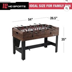 54" 4-in-1 Multi Game, Pool Table, Table Tennis Pong Table, Air Hockey, Foosball, by MD Sports
