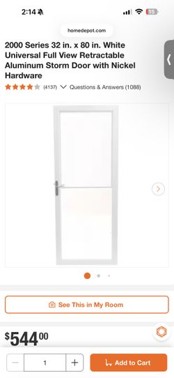 Andersen 2000 Series White Universal Full View Retractable Aluminum Storm Door with Nickel Hardware