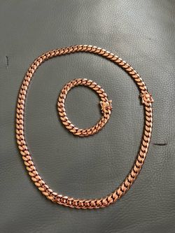 New 10MM 24inch and 7.5inch rose gold stainless steel necklace for women or men