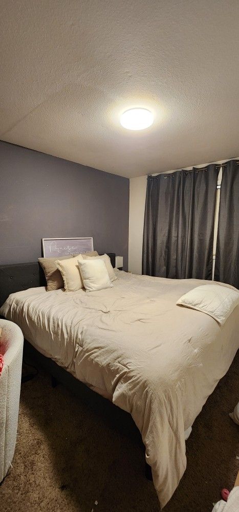 King Size Upholstered Platform Bed Frame