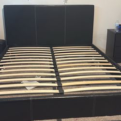 Queen Sized Bedframe, Boxspring, And Mattress