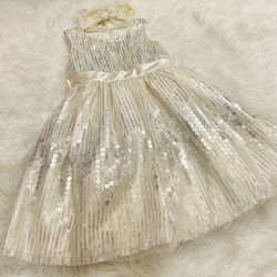 Nanette Sequined Formal Dress w/ Hair Bow *4T