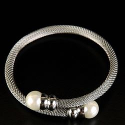 B49- Pearl mesh Multilayer Charm Bracelet
