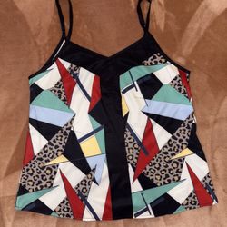 Multicoloured geometric print tank top #summer #festival #retroglam  Size M- SHEIN Brand