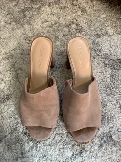 Real suede leather blush nude pink mules 6.5