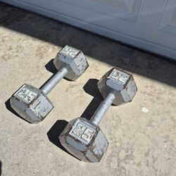 Cast Iron 25 Lb Hex Dumbbells 