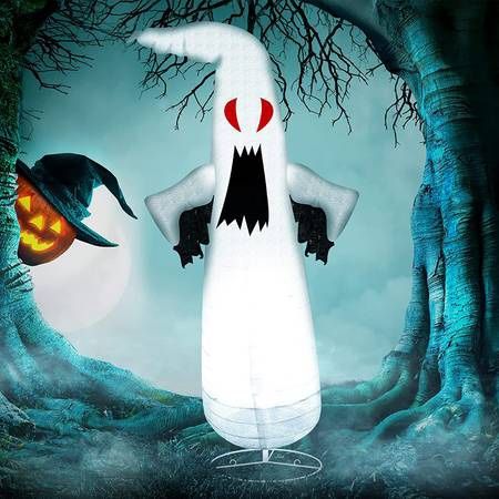 Halloween Decorations Outdoor, Halloween Decorations Red-Eye Ghost with 100 LEDs, 5 FT Collapsible Halloween Outdoor Decorations, Wea