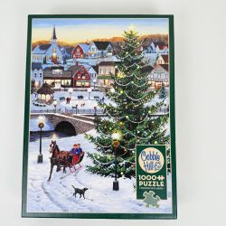 Cobble Hill 1000 Pc Village Tree Jigsaw Puzzle w/Poster New