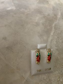 Arete   En Baño De oro  Con Imagen De La virgen De Guadalupe Para Niña O Adulto