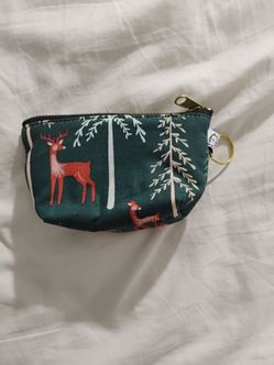 Small Zip Coin Pouch with Deer Print