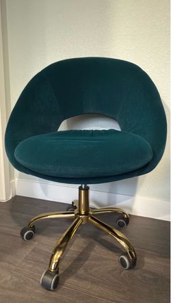 Teal velvet swivel office/accent chair + extra gold base