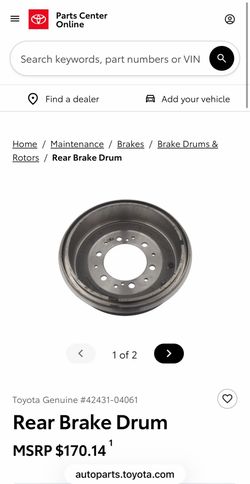 Toyota OEM Rear Brake Drum