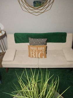 Mid-Century Modern Beige Tufted Sofa
