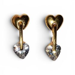 Gold Tone Heart Earrings 