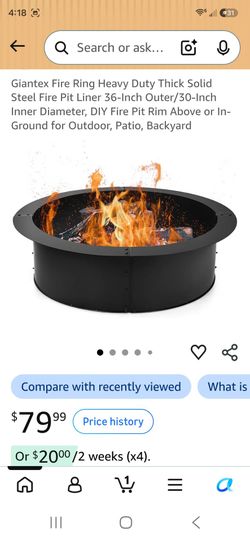 Giantex Steel Fire Pit Ring Liner 36-Inch