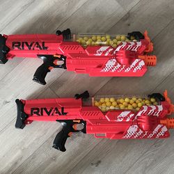 Lot of 2 Nerf Rival Nemesis MXVII-10K Red Motorized Blasters + 200 Rounds