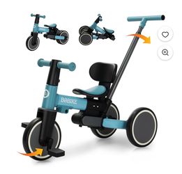 BoBike 5-in-1 Tricycle for Toddlers 18 Months to 5 Years, Kids Bike with Upgraded Pedals, Parent Push Handle, Balance Bike & Easy Assembly for Boys Gi