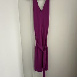 NWT Banana Republic Women's KNIT MIDI DRESS Sz L Barbie Pink Dark Magenta Deep V