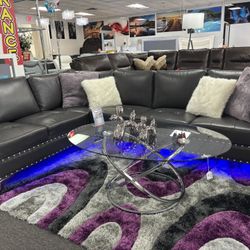 L-shaped Sectional Couch W/ Built-in LED Lights (brand New Furniture) 