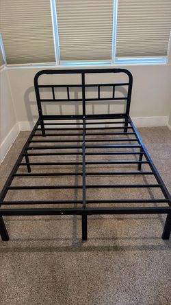 Black Metal Bed Frame with Headboard (full)
