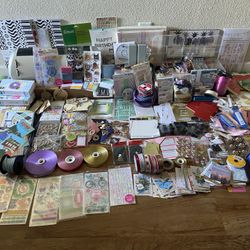 Arts supplies lot|arts and crafts|cricut|stickers|stamps|ribbons|papers|pads