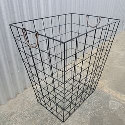 Large Black Wire Storage Basket with Handles