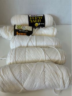 Bundle of 5 Yarn Skeins Various Brands White