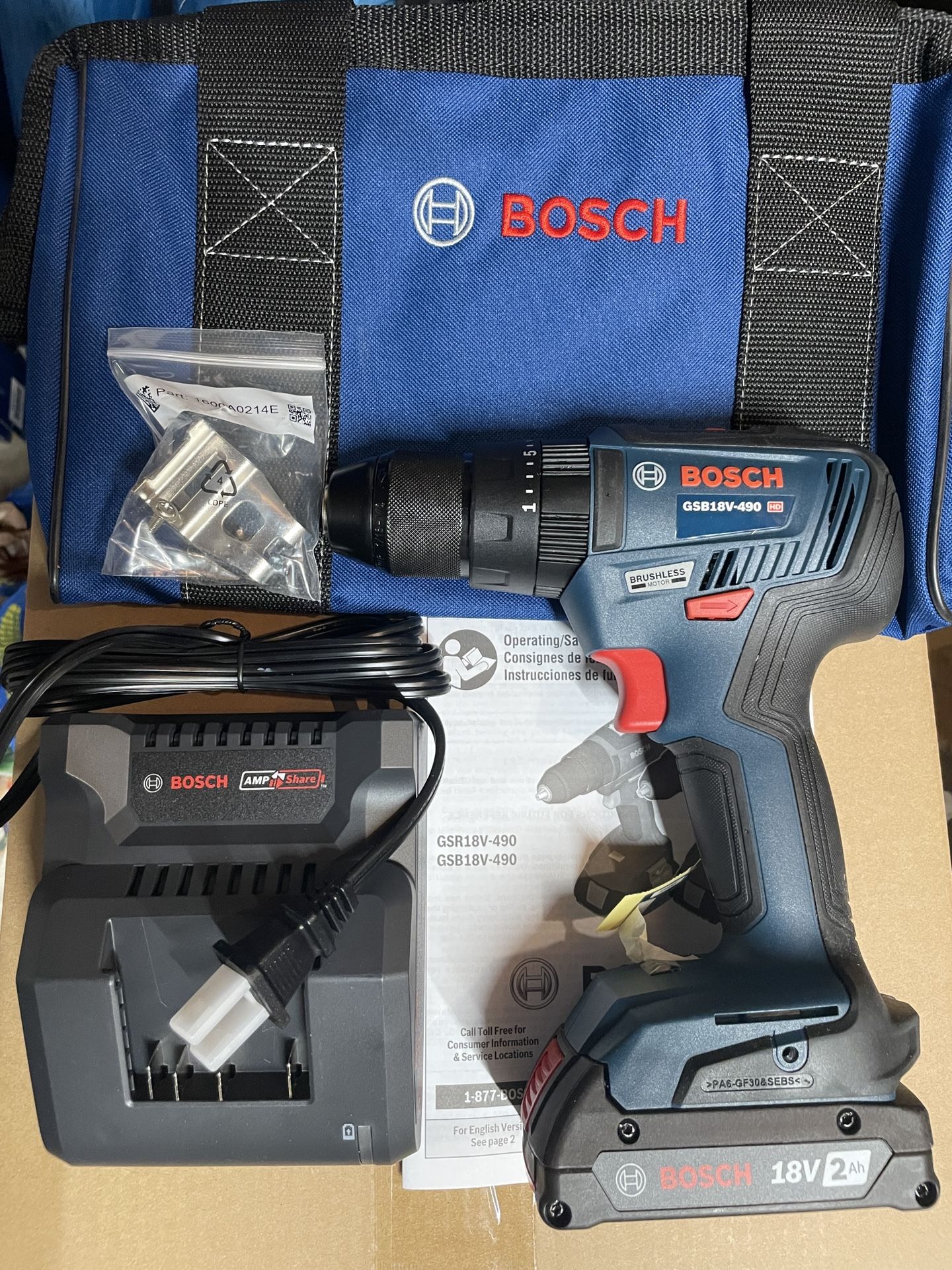 Bosch GSB18V-490 Brushless Hammer Drill Kit New