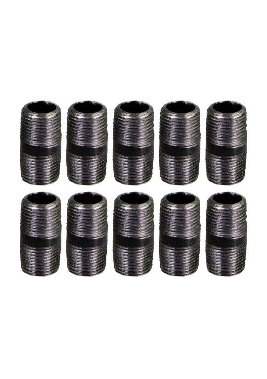 1/2" BLACK STEEL 2" LONG NIPPLE pipe 1/2 x 2 - LOT OF (10) iron