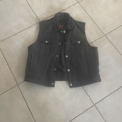 New 3 X Black Leather Vest