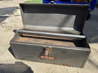 Vintage Sears Craftsman Gray Metal Toolbox With Tool Tray 18"x8"x7- used condition
