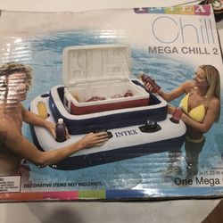 Intex Inflatable Mega Chill II 72 Can Beverage Cooler Float With Lid | 