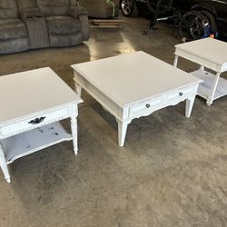 Farmhouse Style Coffee Table And End Tables 