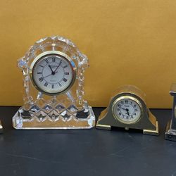 Xanadu Mini Clocks And Waterford Crystal Mini Clock Lot of 4